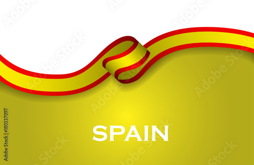 Spain sport style flag ribbon classic style. Vector Illustration