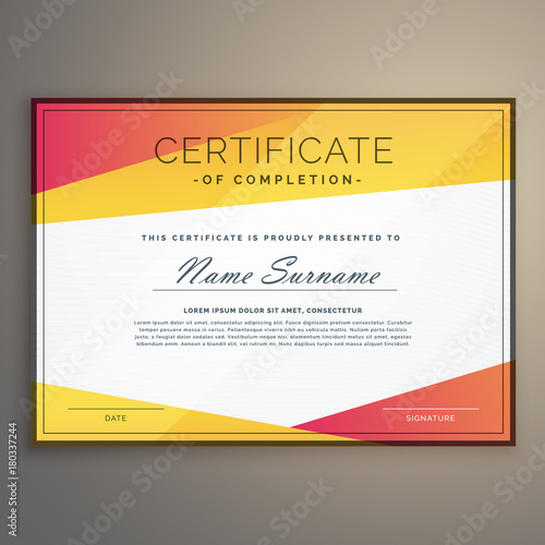 geometric certificate design template vector