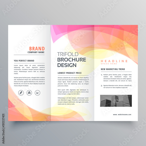 colorful abstract trifold brochure design template