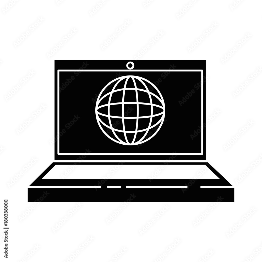 laptop computer with planet vector illustration design laptop computer with planet vector illustration design