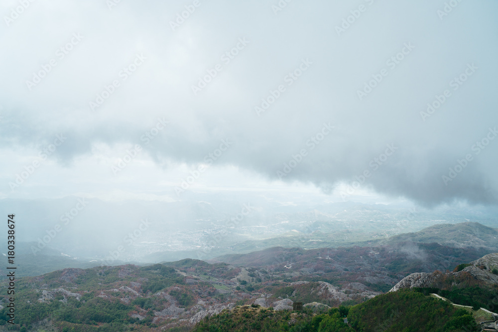 Beautiful cloudy landscape view from mountain