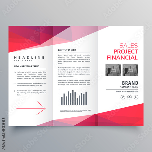 vector clean red trifold business brochure design template