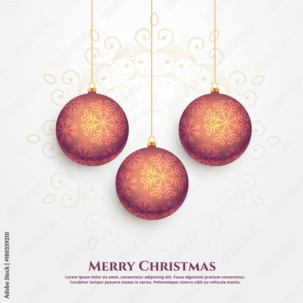 premium merry christmas vector design with hanging balls premium merry christmas vector design with hanging balls