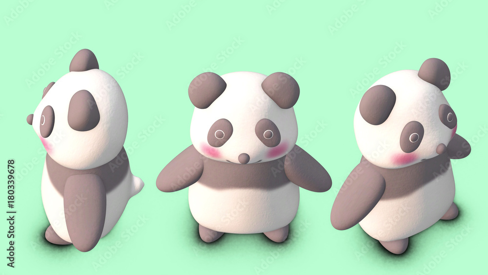 パンダ ３d Cg イラスト 素材 斜め上から ３パターン Stock Illustration Adobe Stock