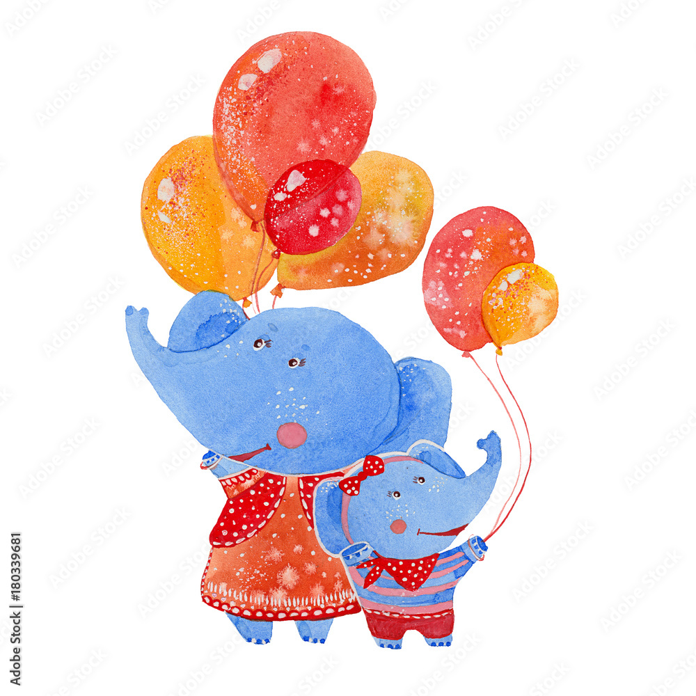 Fototapeta premium elephants with balloons