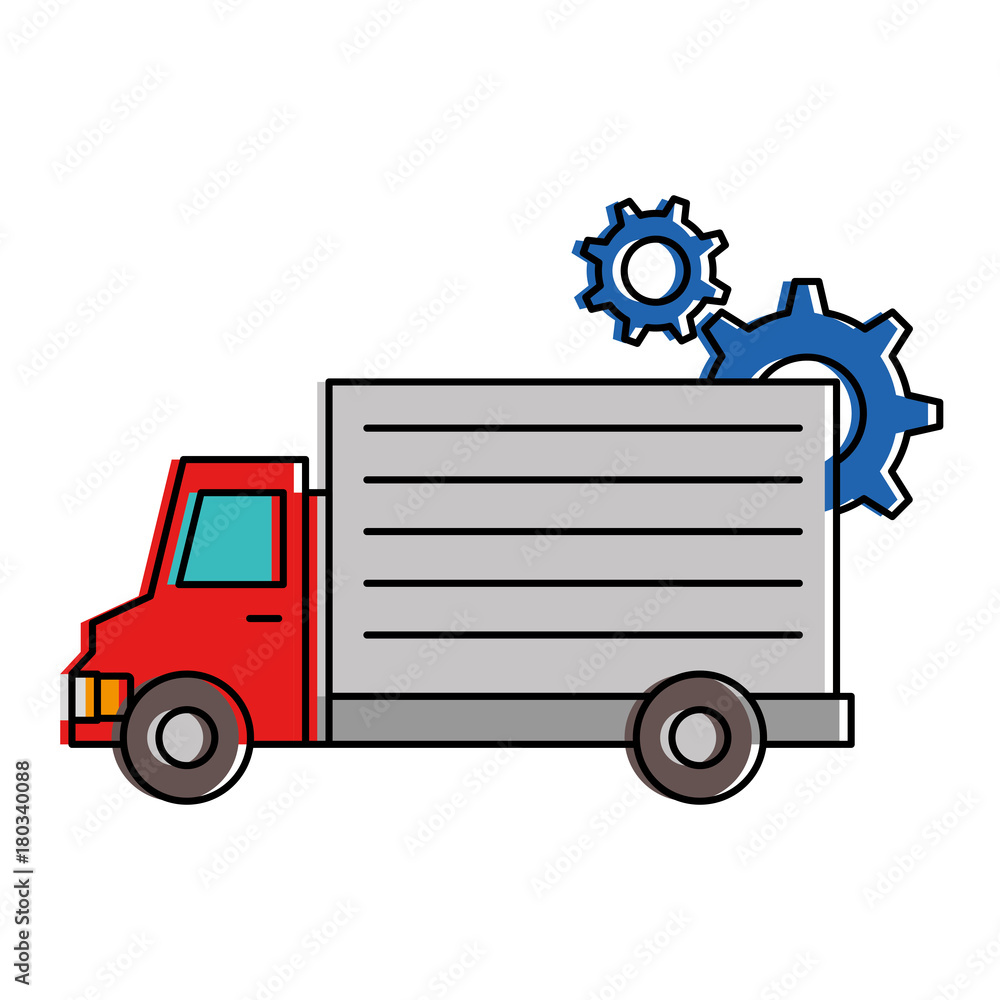 delivery truck with gears vector illustration design delivery truck with gears vector illustration design