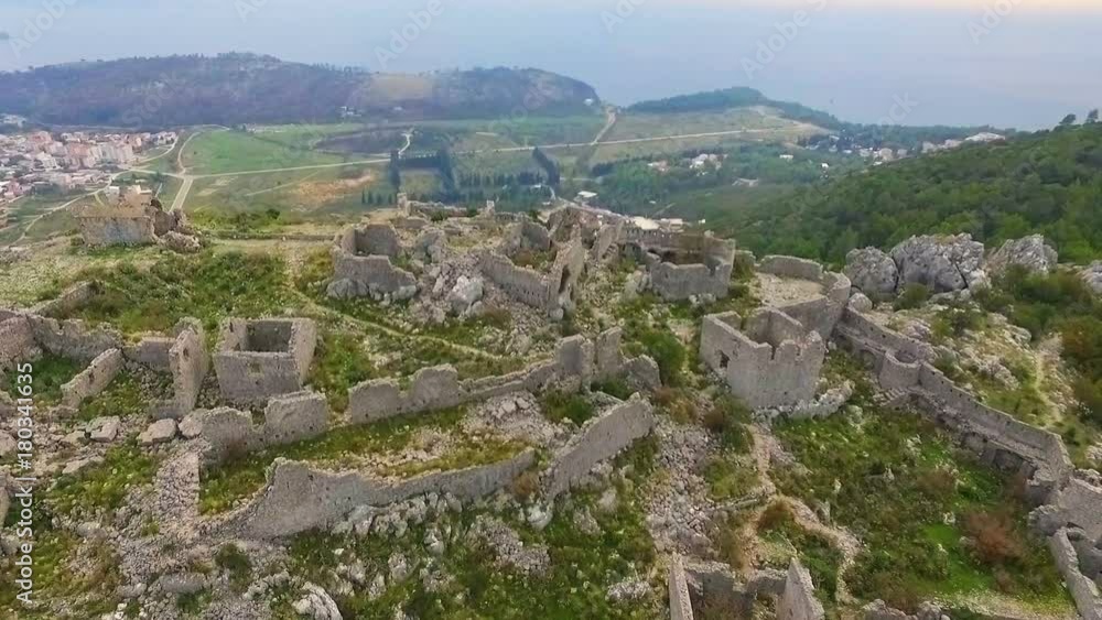Aerial: Flight over a mediaeval fortress Aerial: Flight over a mediaeval fortress