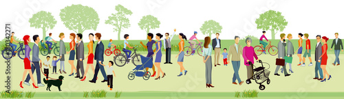 Familien gehen spazieren im Park, illustration