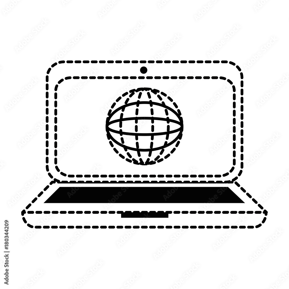 laptop computer with planet vector illustration design laptop computer with planet vector illustration design