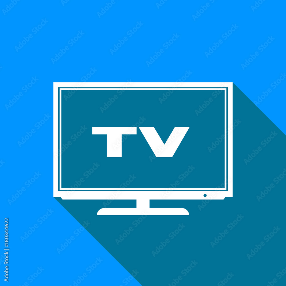 TV vector icon on blue background TV vector icon on blue background