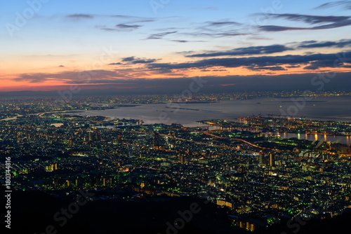大阪、神戸の夜景　摩耶山掬星台からの眺め