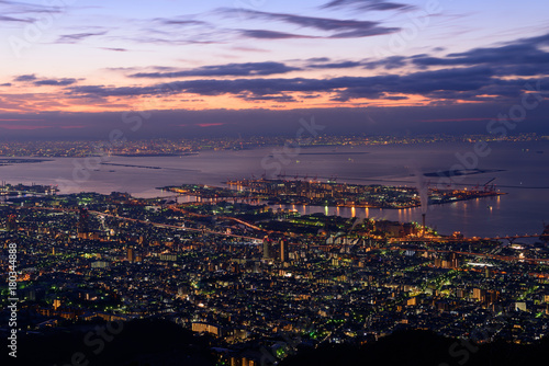 大阪、神戸の夜景 摩耶山掬星台からの眺め