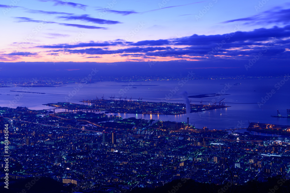 Obraz premium 大阪、神戸の夜景 摩耶山掬星台からの眺め