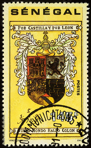 Columbus's personal coat of arms on postage stamp
