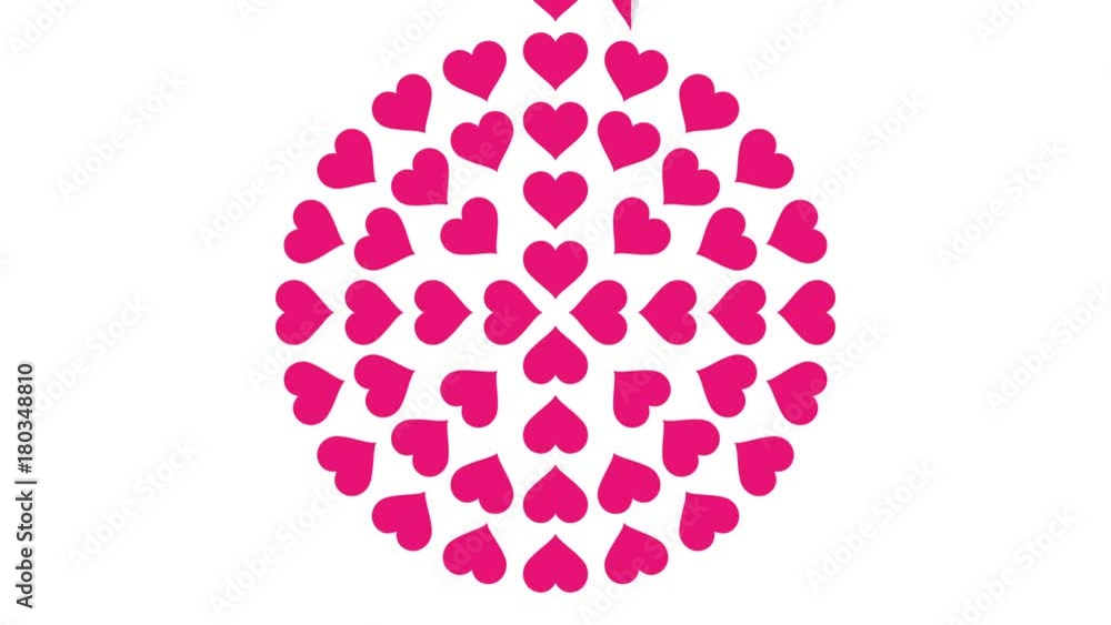 Pink Heart symbol spiral circle pattern paper flip loop animation 4K on white background Pink Heart symbol spiral circle pattern paper flip loop animation 4K on white background