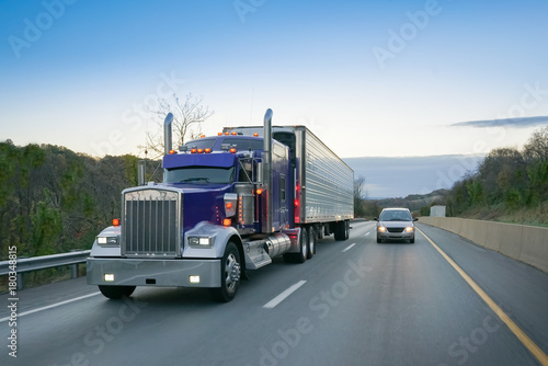 Semi 18-wheeler truck on highway