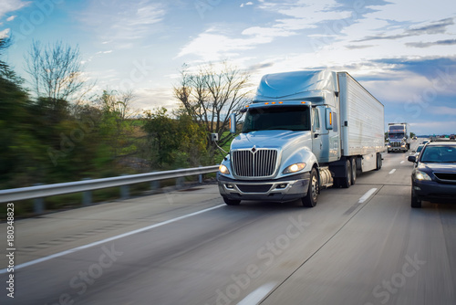 Semi 18-wheeler truck on highway