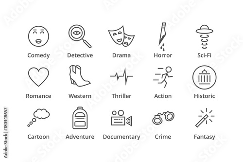 Genres. Include detective, comedy, sci-fi etc