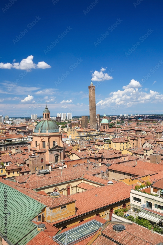 View on the historic center of Bologna, Italy
