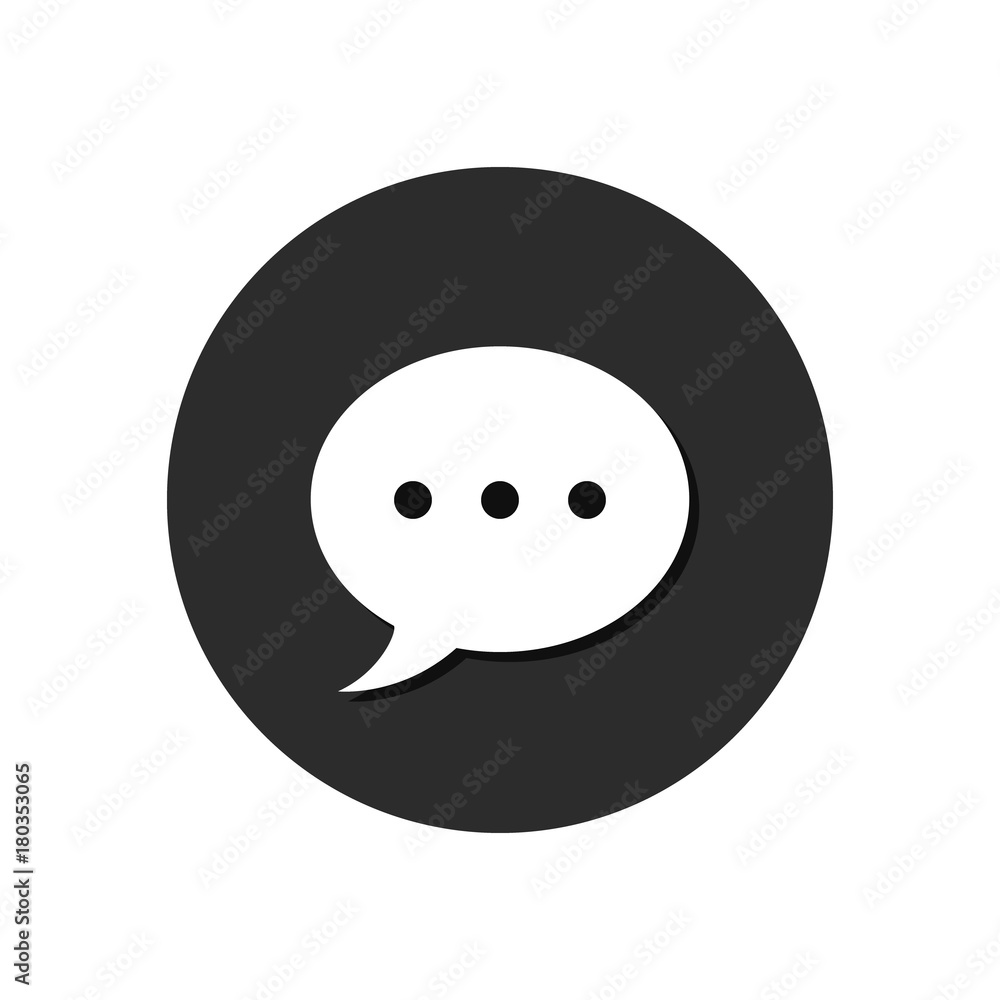 Fototapeta premium Speech bubble icon isolated on black round background. Vector chat button.
