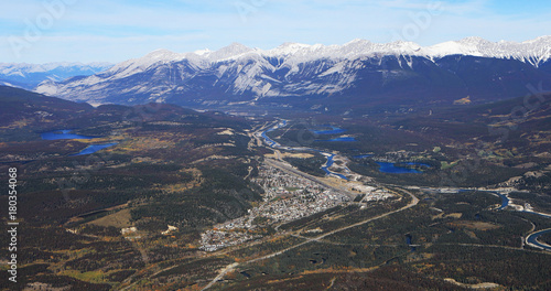 Aerial view of Jasper in Alberta, Canada © Harold Stiver