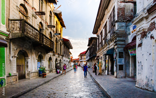 Historic street of Calle Crisologo, Vigan, Ilocos Sur, Philippines photo
