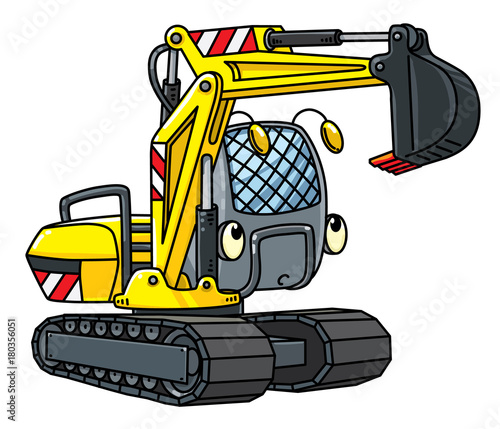 Funny small excavator with eyes