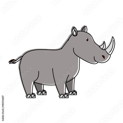 Cute rhino cartoon icon vector illustration graphic design