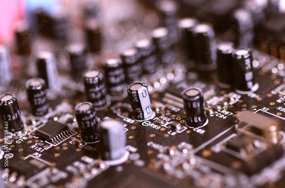 Sound card for computer close up Sound card for computer close up