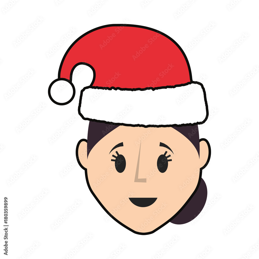 cartoon woman with christmas hat icon over white background vector illustration cartoon woman with christmas hat icon over white background vector illustration