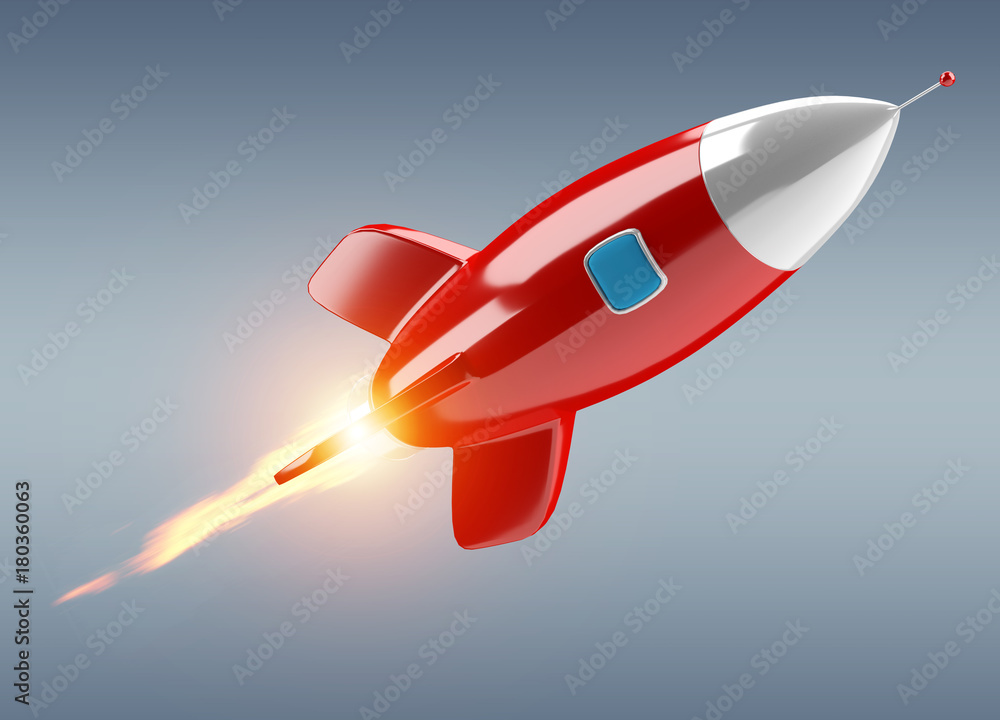 Isolated modern digital rocket 3D rendering Isolated modern digital rocket 3D rendering