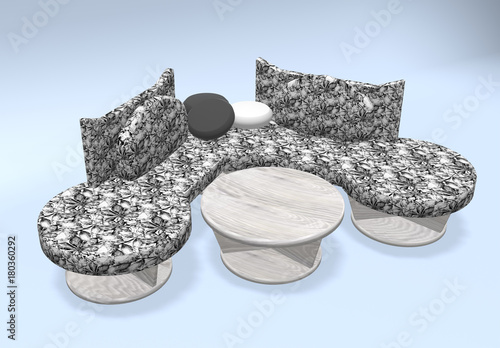 Quadro em tela divan and table 3d illustration