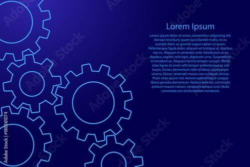 Vector template for presentation slides. Abstract blue background with intersecting gear of vector illustration.