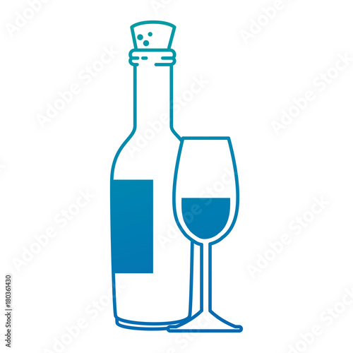 wine bottle with cup vector illustration design