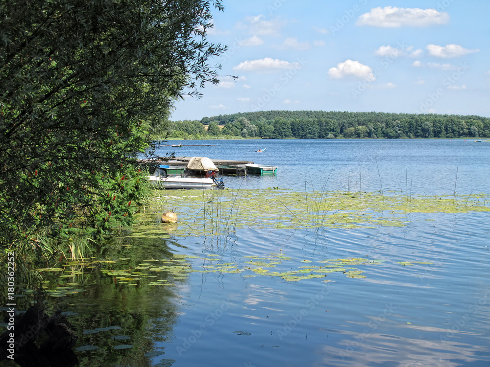 Lychen in Uckermark region (Germany) with its town lake. summer time.