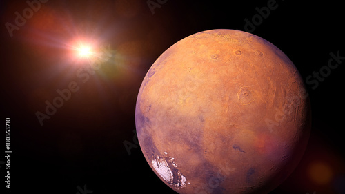 Fototapeta Naklejka Na Ścianę i Meble -  the beautiful planet Mars and the Sun