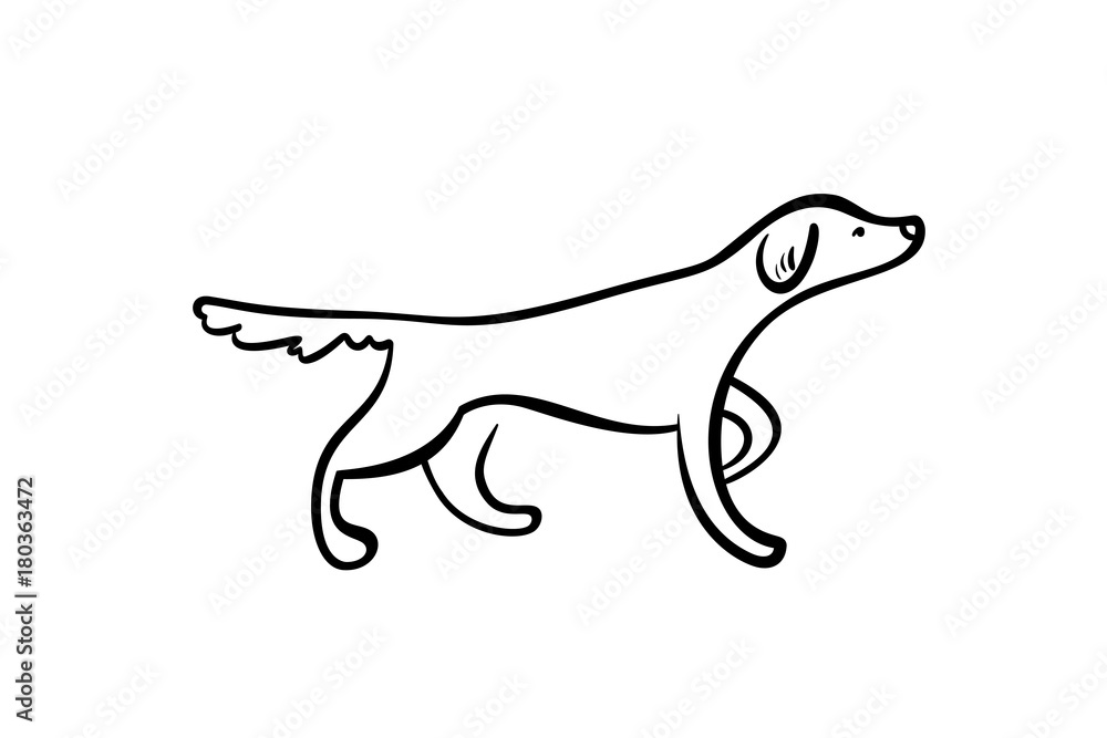Vector outline staying hunting dog