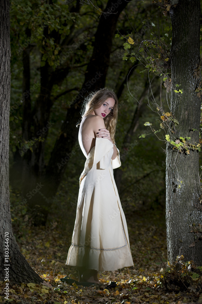 Fantasy Fairy Tale Forest , young woman posing as nymph Fantasy Fairy Tale Forest , young woman posing as nymph
