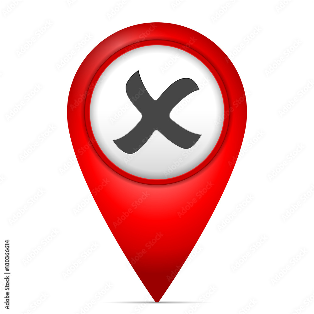 Obraz premium Map marker with cancel symbol