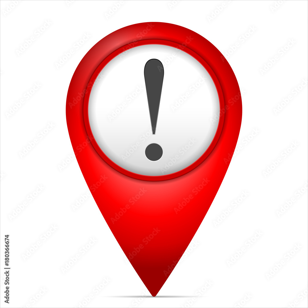 Map marker with exclamation symbol Map marker with exclamation symbol