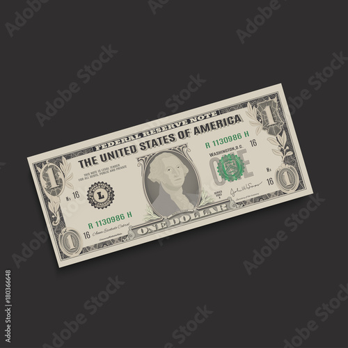 Dollar. Realistic one dollar bill on a dark background. Vector illustration