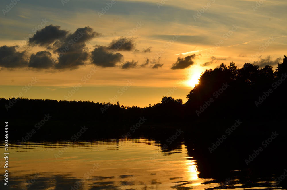 sun dawn lake landscape