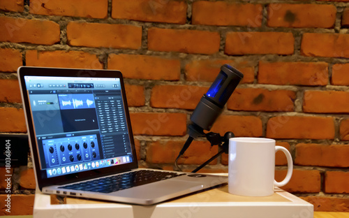 Meeting, interview, mic, cup, mac