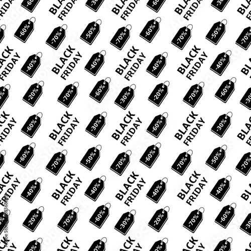 Black Friday sale seamless pattern with discount price tags