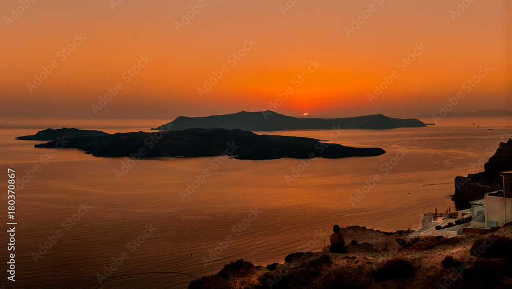 Santorini Bay at sunset