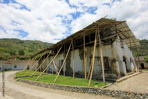 Renovation and support of old church in San Andres De Pisimbala, Tierradentro, Colombia, South America photo