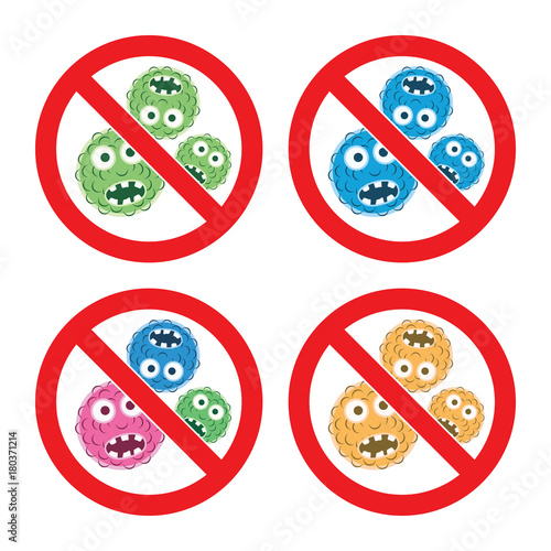 vector set of stop bacteria and virus icons