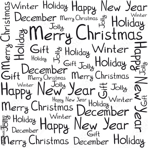 Christmas concept word text background bnw white