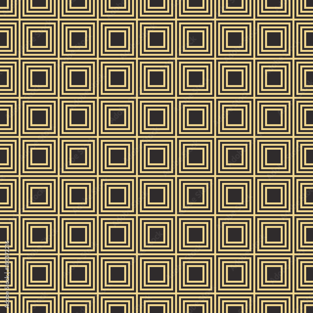 Seamless black and gold squares outline op art pattern vector Seamless black and gold squares outline op art pattern vector