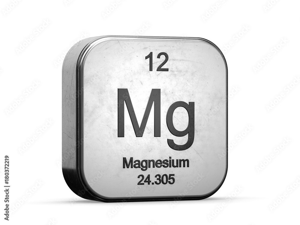 Magnesium element from the periodic table. Metallic icon 3D rendered on